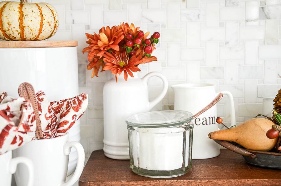 FALL COFFEE BAR ON A KITCHEN COUNTER