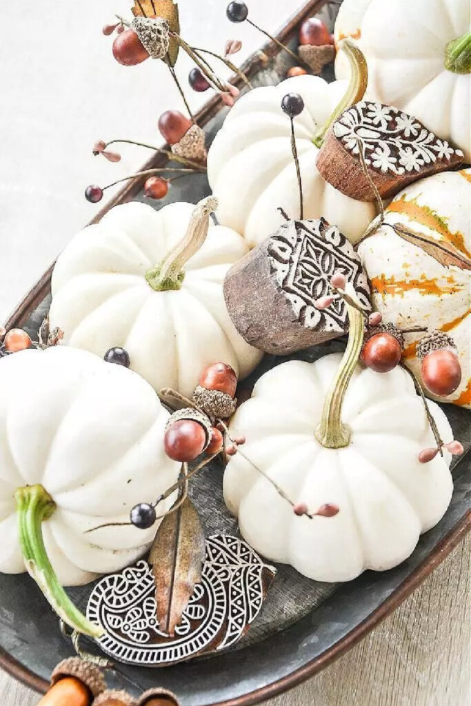 FALL DECORATING IDEAS AND WHITE PUMPKINS