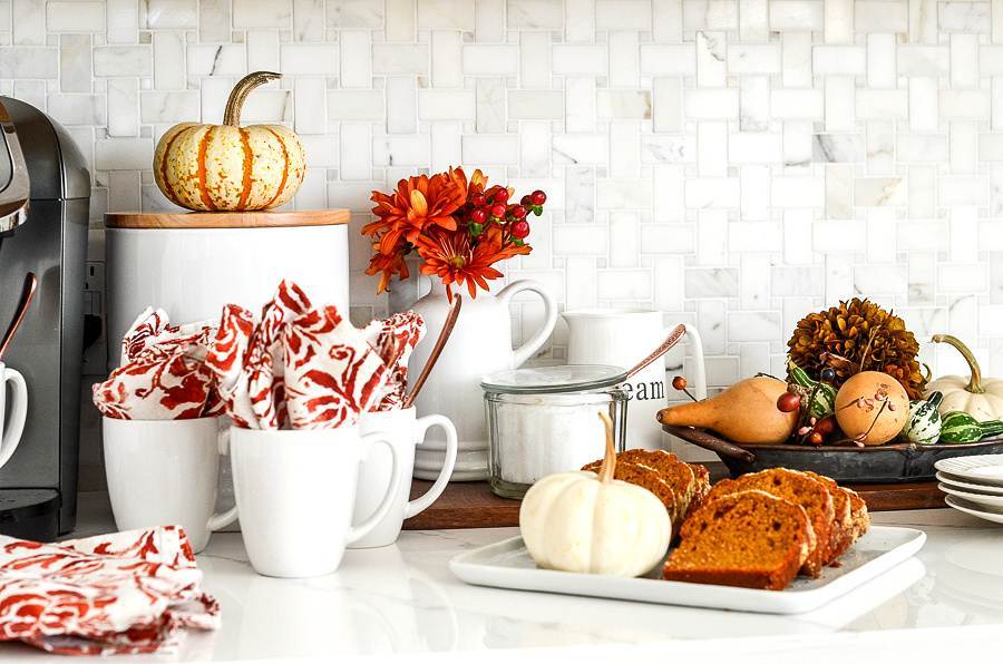 FALL COFFEE BAR ON A KITCHEN COUNTER