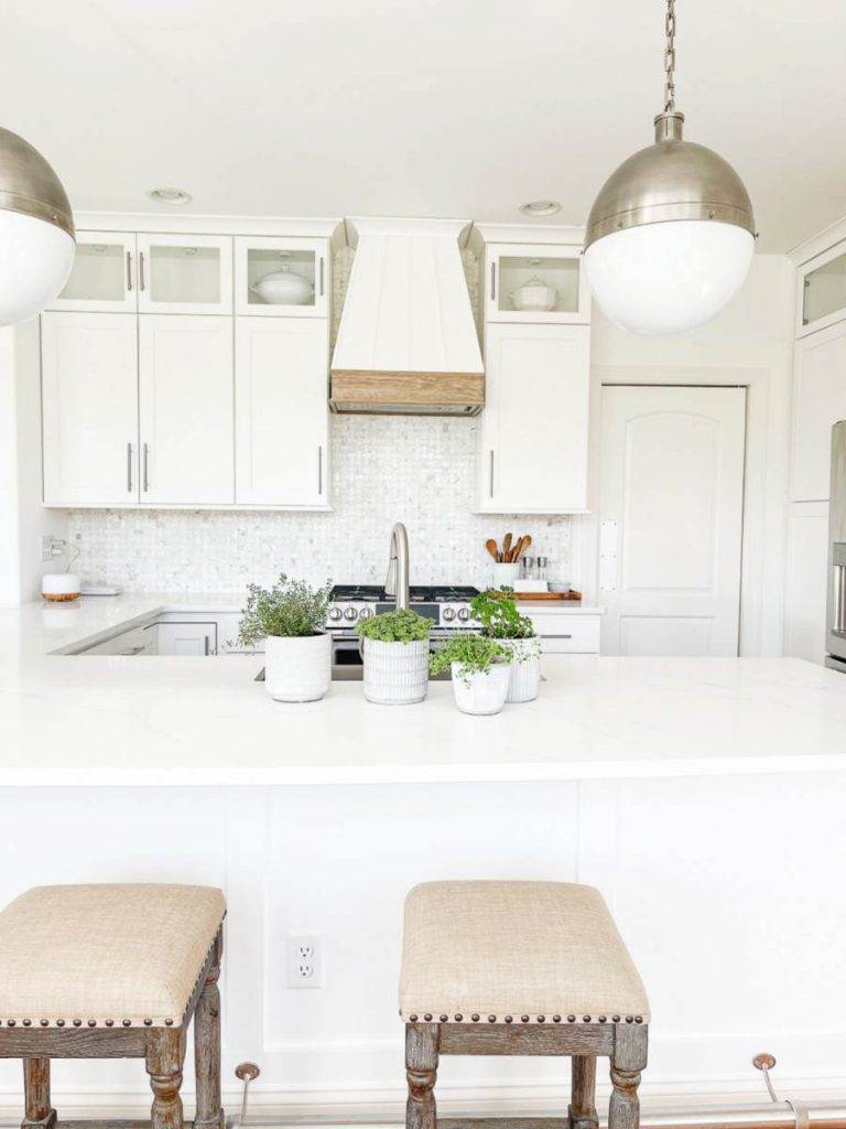 KITCHEN WITH HERBS SITTING ON THE ISLAND