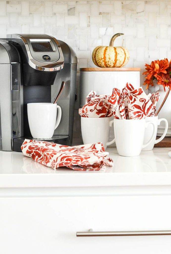 FALL COFFEE BAR ON A KITCHEN COUNTER