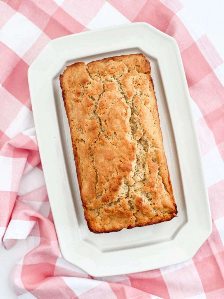 beer bread on a white platter