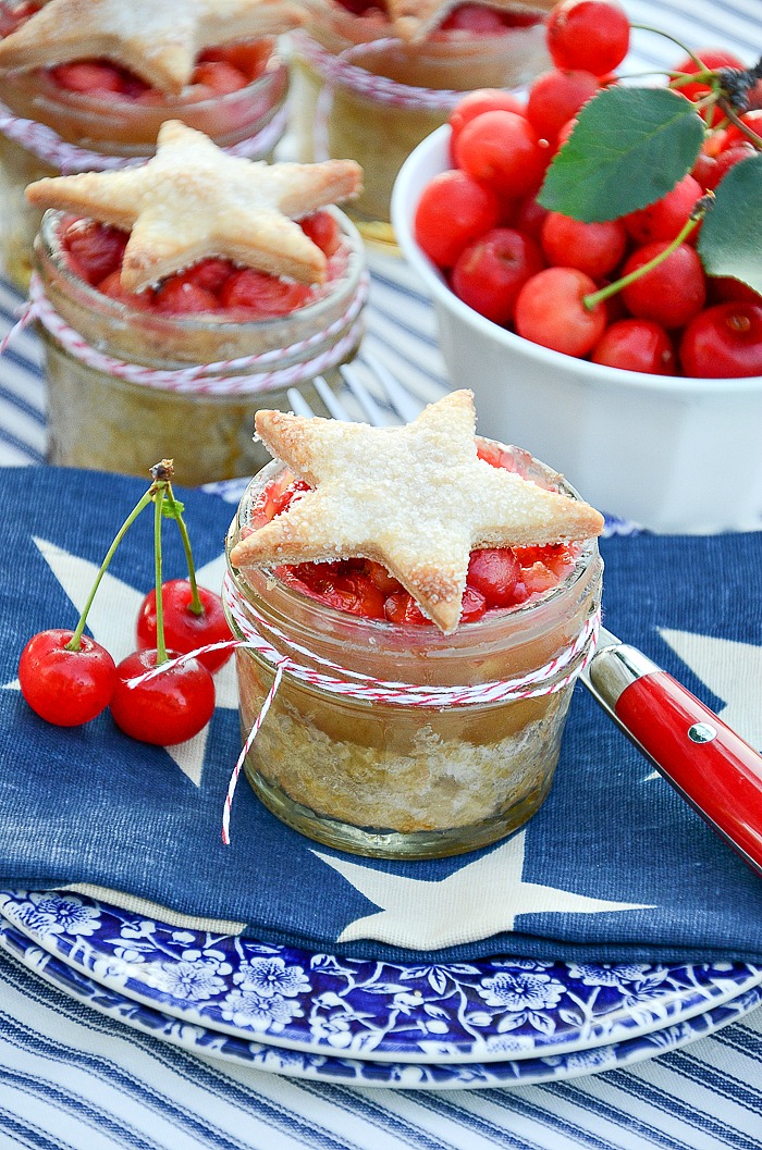 Mini Cherry Pies In Mason Jars