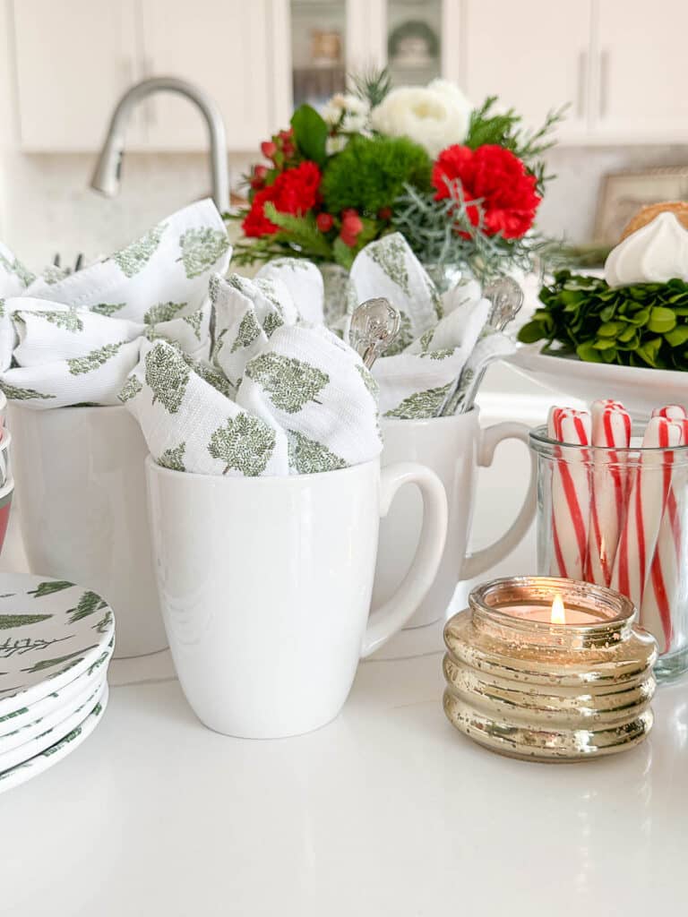 CHRISTMAS COFFEE BAR- mugs with napkins