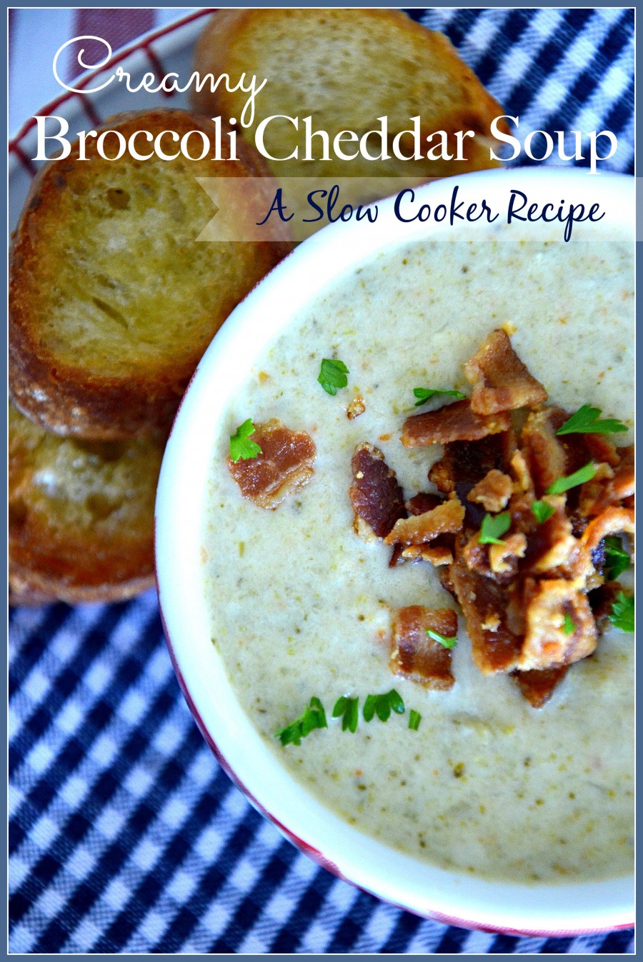 CREAMY CHEDDAR BROCCOLI SLOW COOKER SOUP