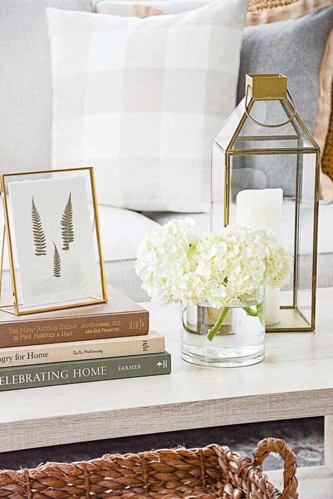 DECORATING WITH BOOKS-a trio of books on the coffee table