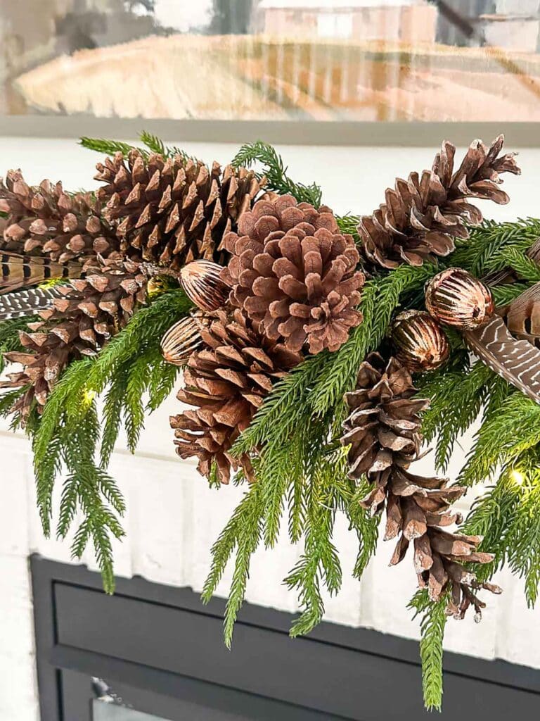 pinecones on the mantel