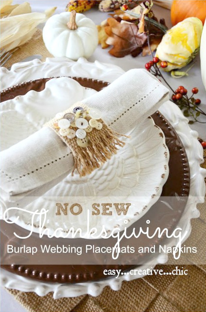 NO SEW THANKSGIVING SHOWCASE BURLAP WEBBING PLACEMAT