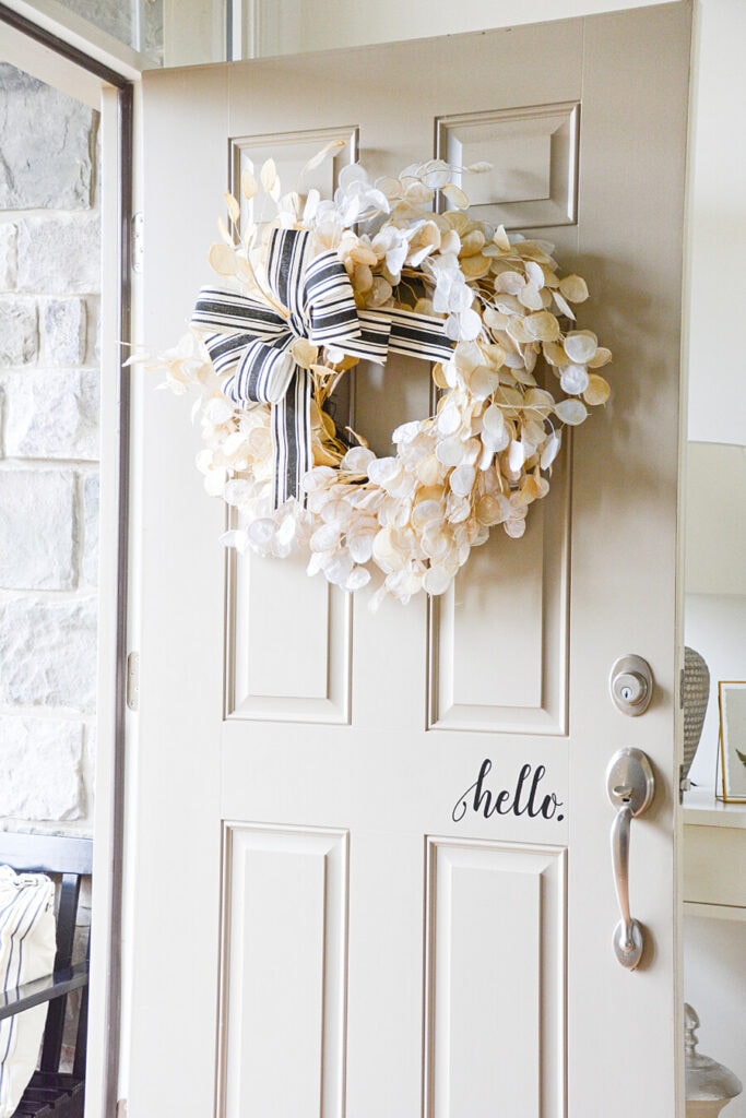 spring home tour- front door with wreath