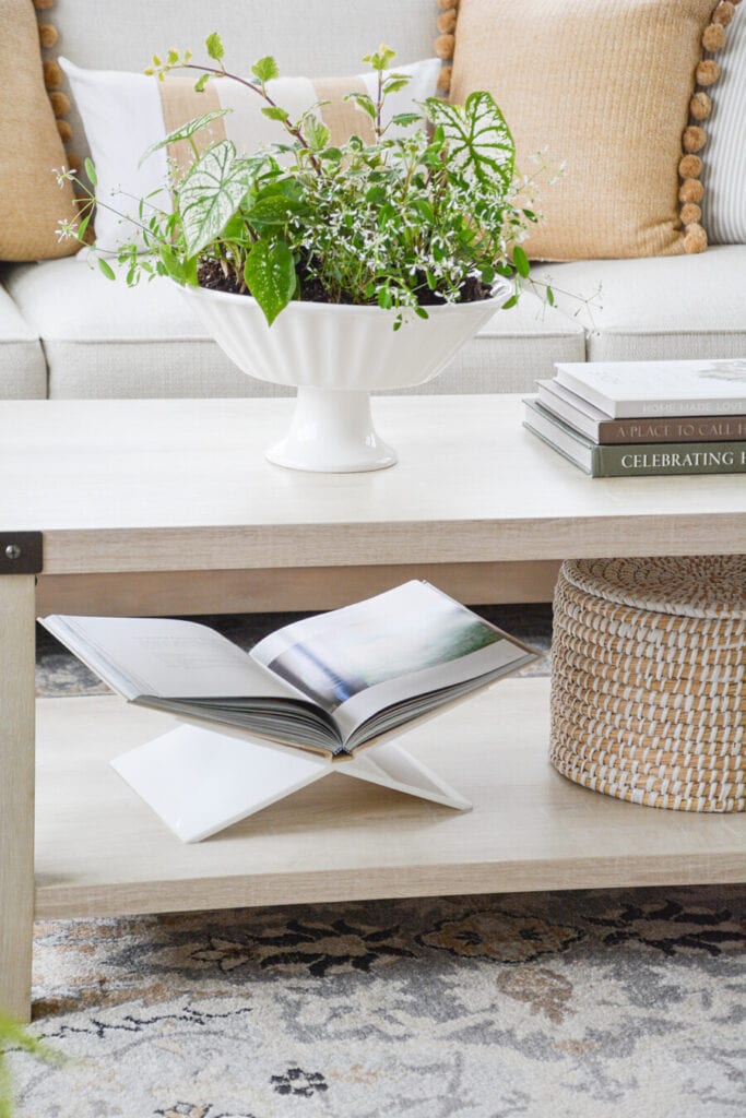 SUMMER HOME TOUR- BOWL OF GREENS ON A COFFEE TABLE